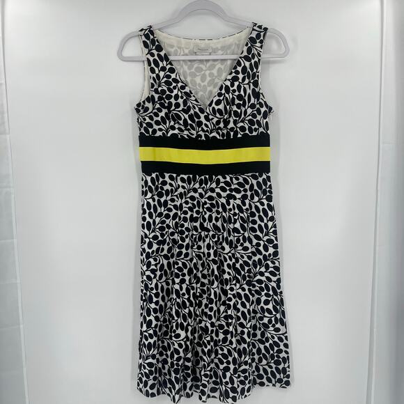 Van Heusen Y2K Babydoll Sleeveless Dress Sz 4 Preppy Office Leaf Midi Retro Mod - Picture 15 of 15